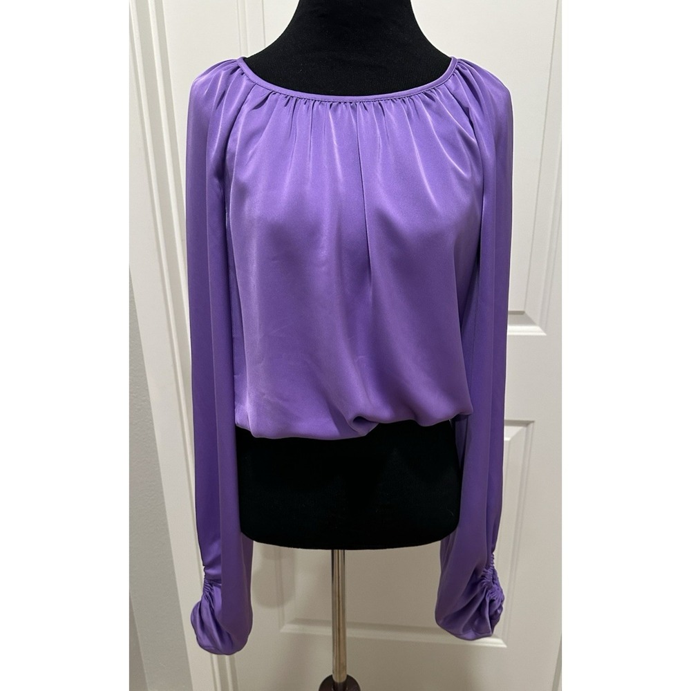 NWT RAMY BROOK Cropped Purple Satin Top 'Bryn' Shimmer XS Brija
